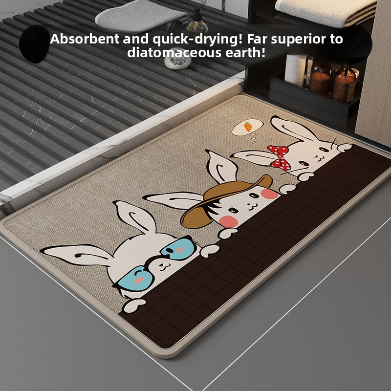 Cute Cartoon Bathroom Mat Absorbent Non-Slip Home Decor