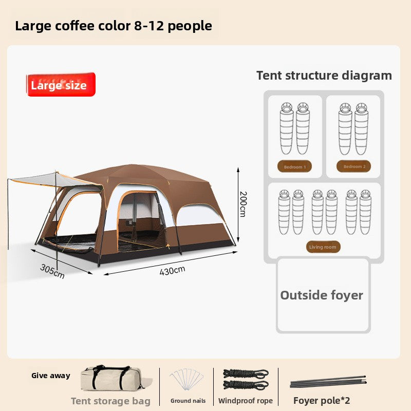 Automatic Two Room Camping Tent for Family Outdoor Use