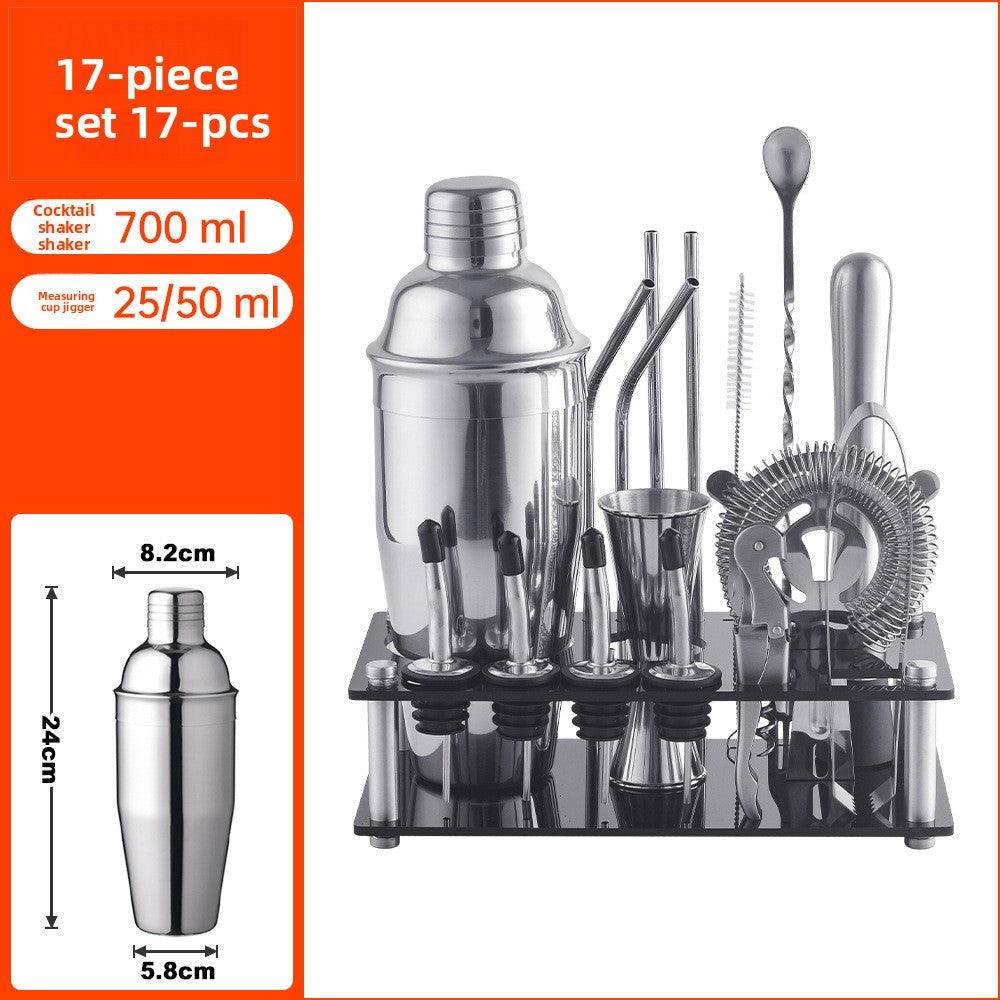 Professional Bartender Kit with Bamboo Rack Cocktail Shaker Set