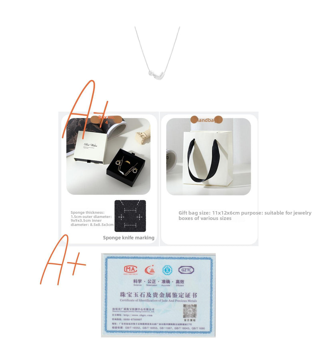 Heart Bead Silver Necklace for Women