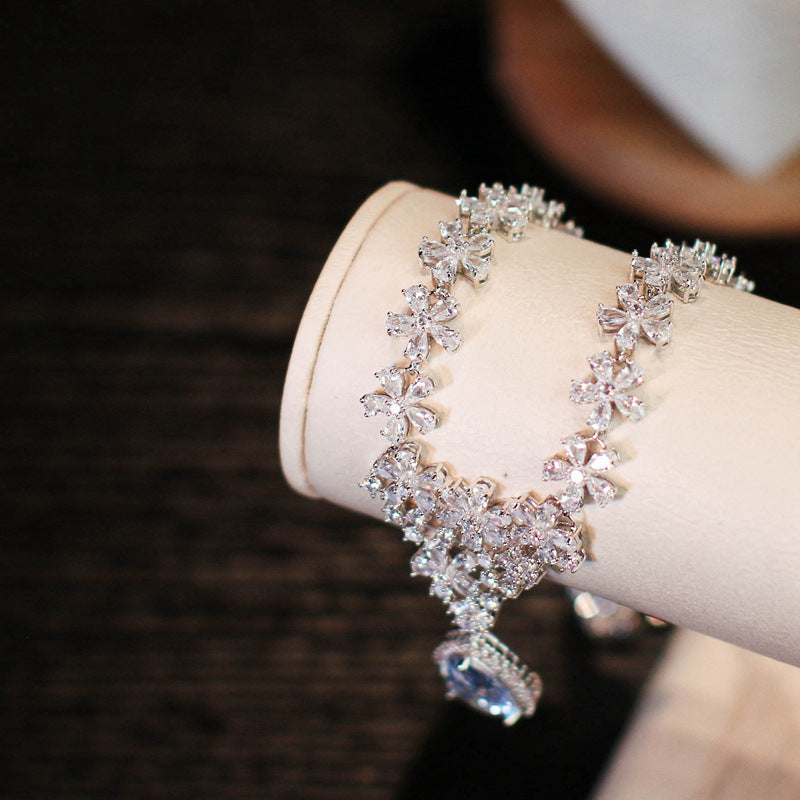 Zircon micro-set necklace earrings and ring set