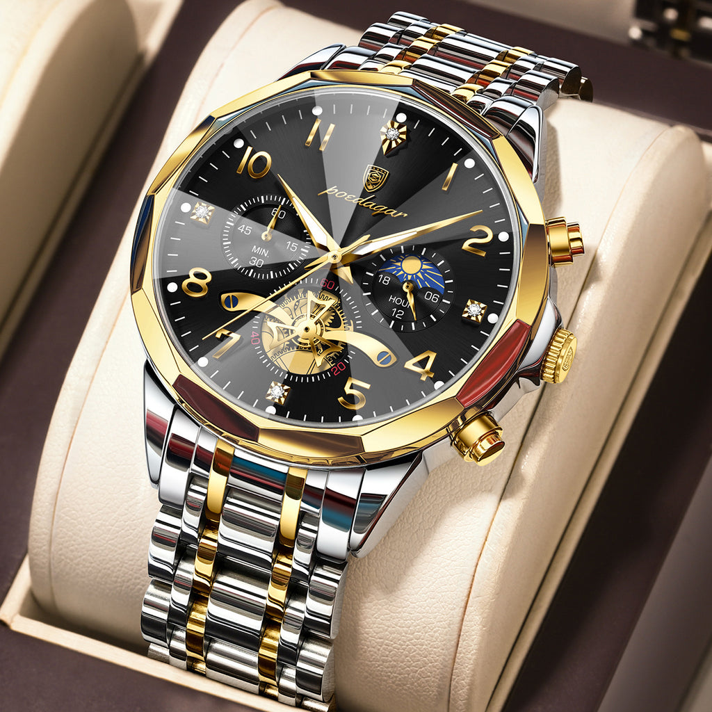 Multifunctional men's waterproof luminous chronograph business casual wristwatch
