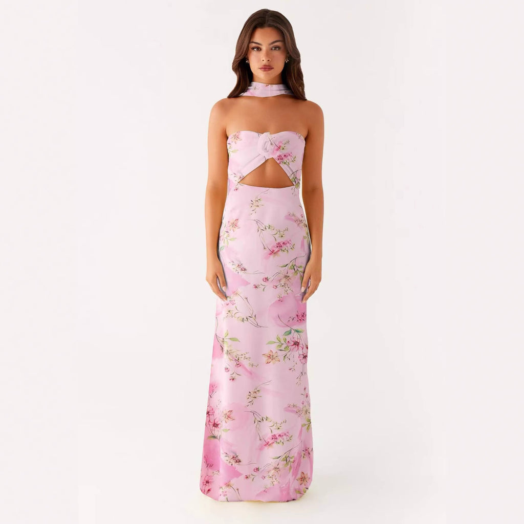 Floral Cut Out Backless Summer Dress