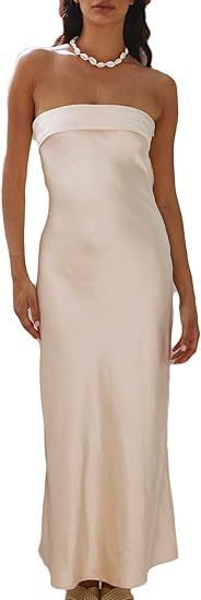 Womens Satin Backless Bodycon Dress
