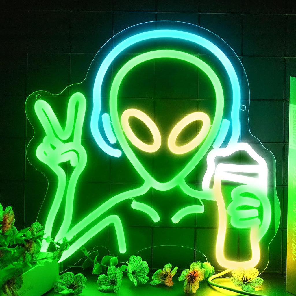 Alien UFO LED Neon Sign Light for Bedroom Game Room Bar Party Decoration