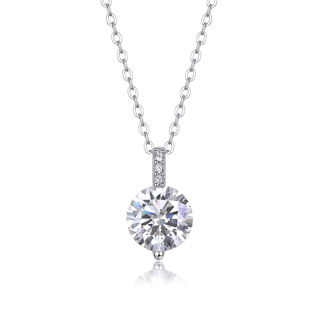 Sterling Silver Moissanite Geometric Pendant Necklace