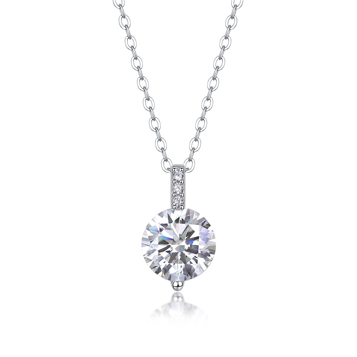 Sterling Silver Moissanite Geometric Pendant Necklace