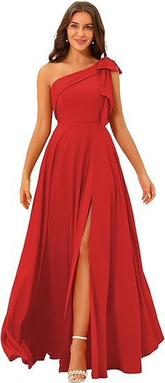 One-Shoulder Bow Tie Evening Dress