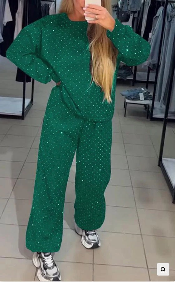 Women's Rhinestone Hoodie Jogger Set
