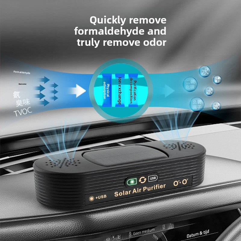 Solar-powered vehicle air purifier