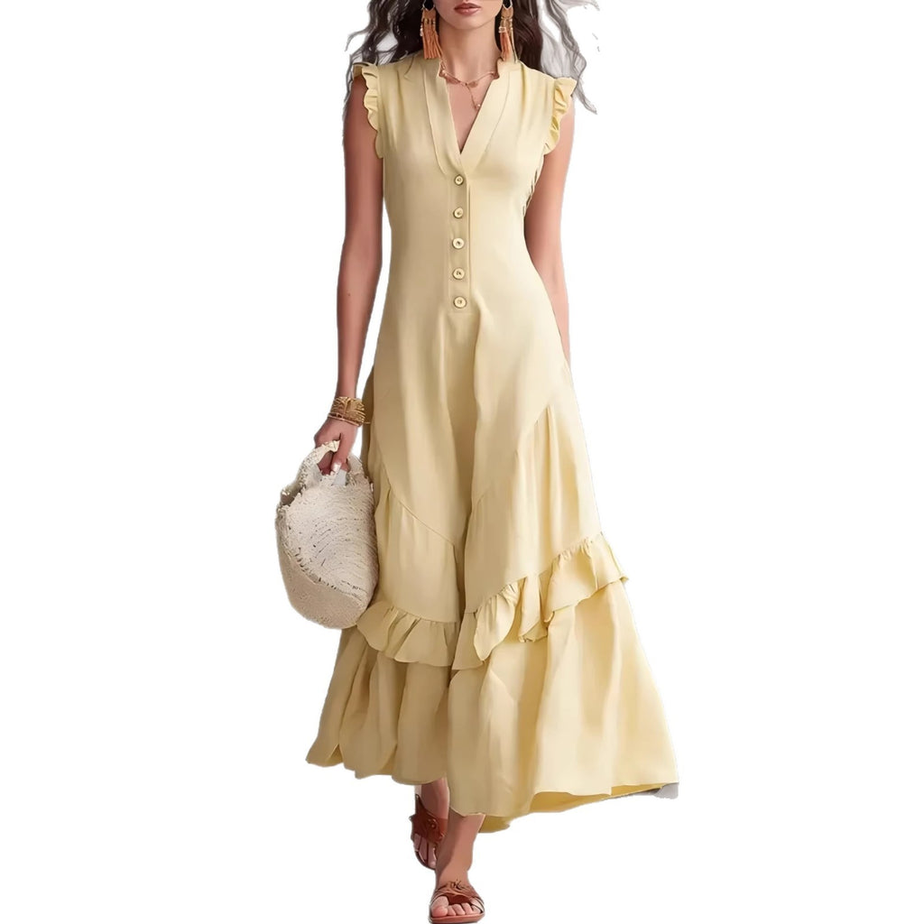 Womens Sleeveless A-Line Midi Dress