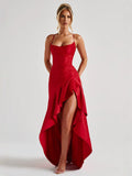 Spaghetti Strap Dress with Ruffles and Irregular Hem Dress