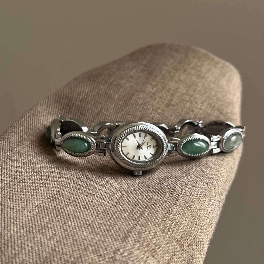 Oval Jade Dial Bracelet Watch Women