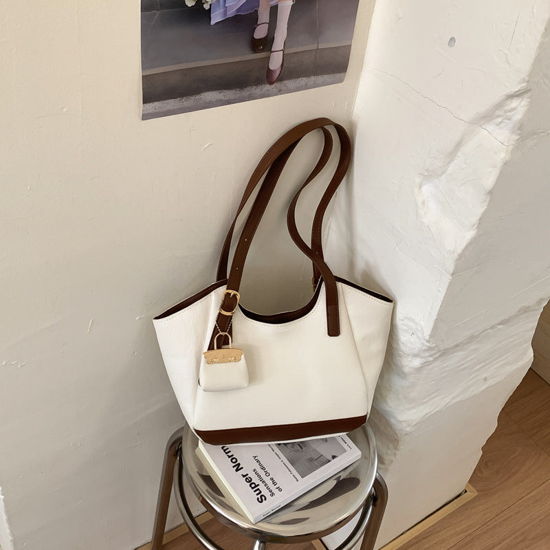 Large-Capacity PU Leather Tote Bag, Stylish Commuter Shoulder Bag for Women