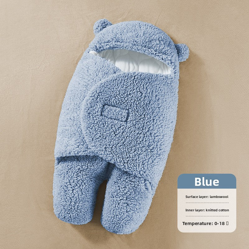 Autumn Winter Thickened Baby Swaddle Sleeping Bag with Anti-Startling Feature