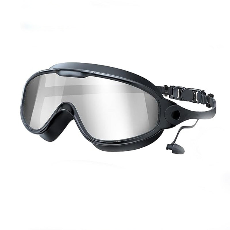 Large Frame Anti-Fog Swimming Goggles with Earplugs