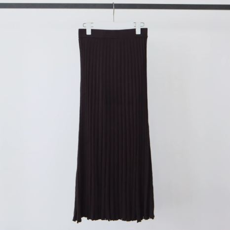 Ribbed Lined High Waist Wool Blend Skirt