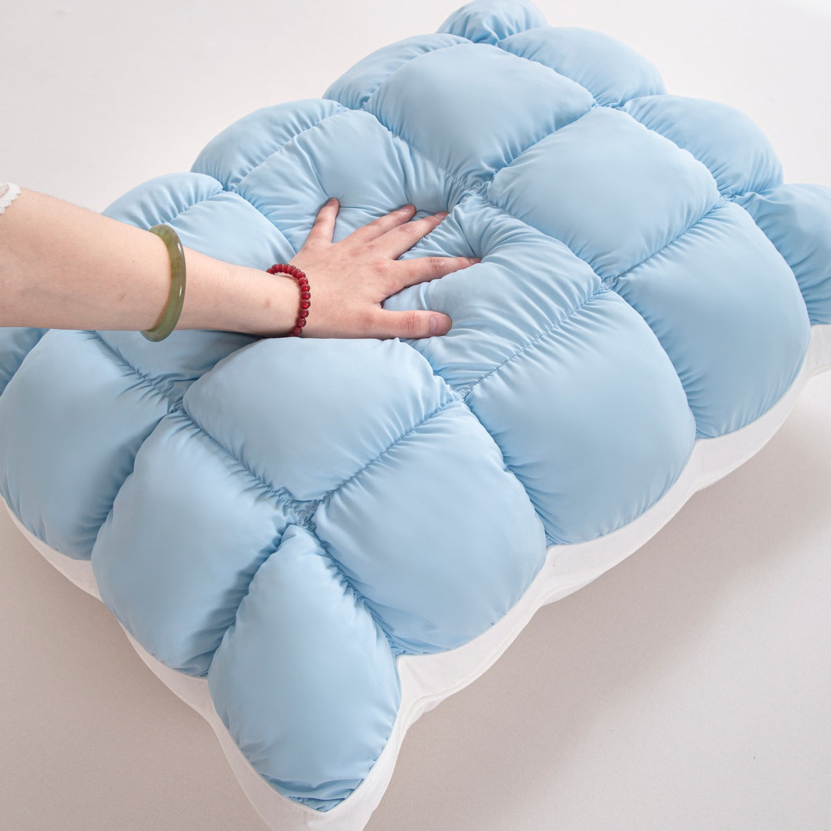 Cloud Flower Ice Silk Soft Pillow with Feather Cotton Filling for Sleeping
