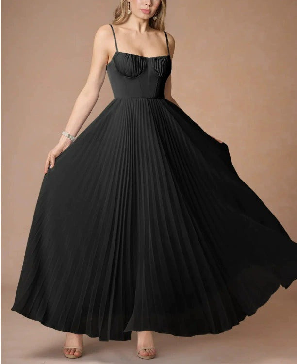 Women's Sleeveless Backless Deep V Neck Long Evening Dress