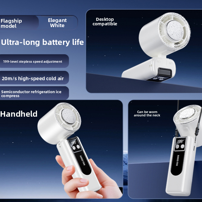 Portable USB Rechargeable Handheld Fan with Ice Compress