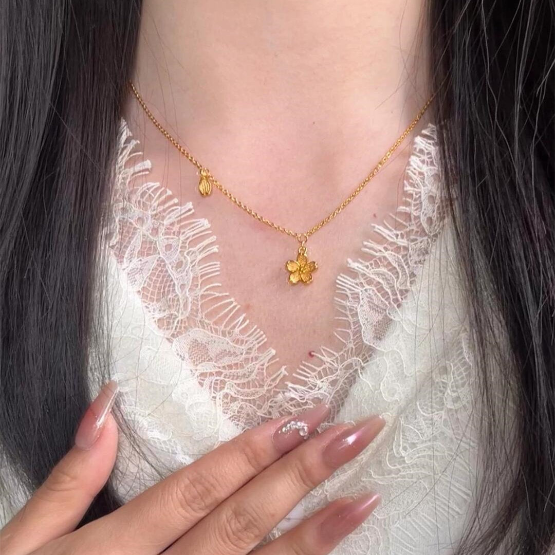 Cherry Blossom Gold Plated Necklace