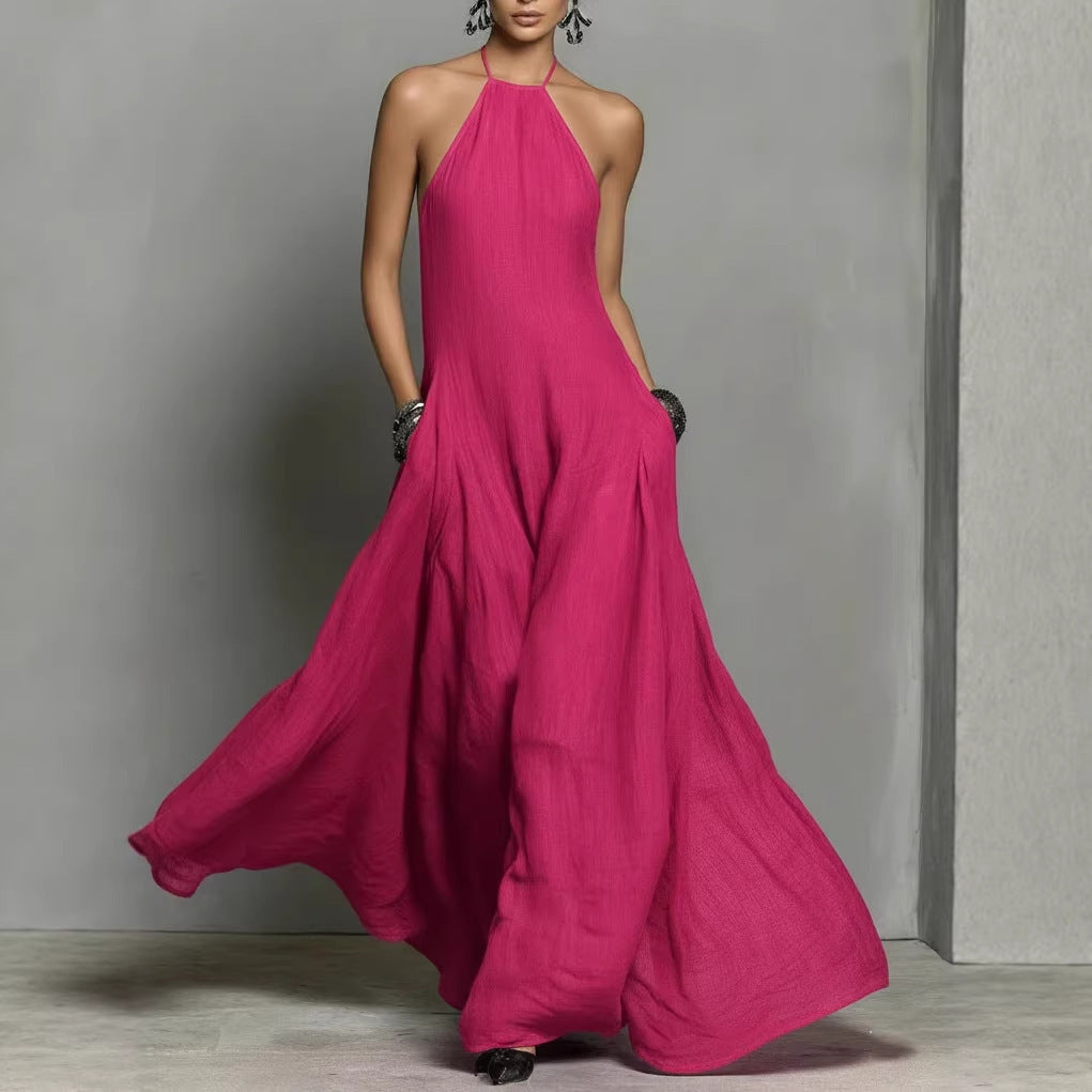 Womens Backless Sleeveless Long Dress