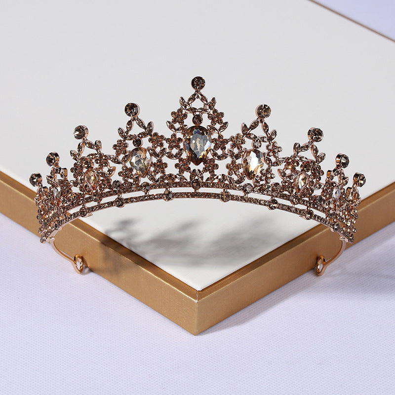 Vintage Gold Crown Bridal Headdress and Necklace Set