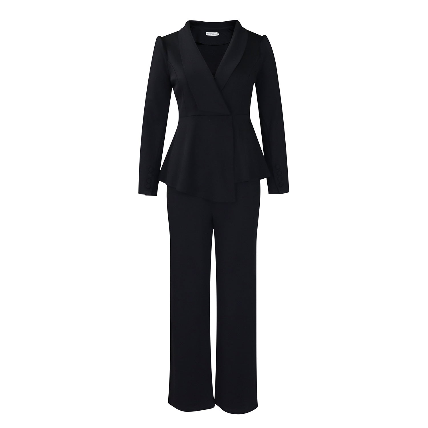 Elegant Women's Office Suit Set with Wide Leg Pants