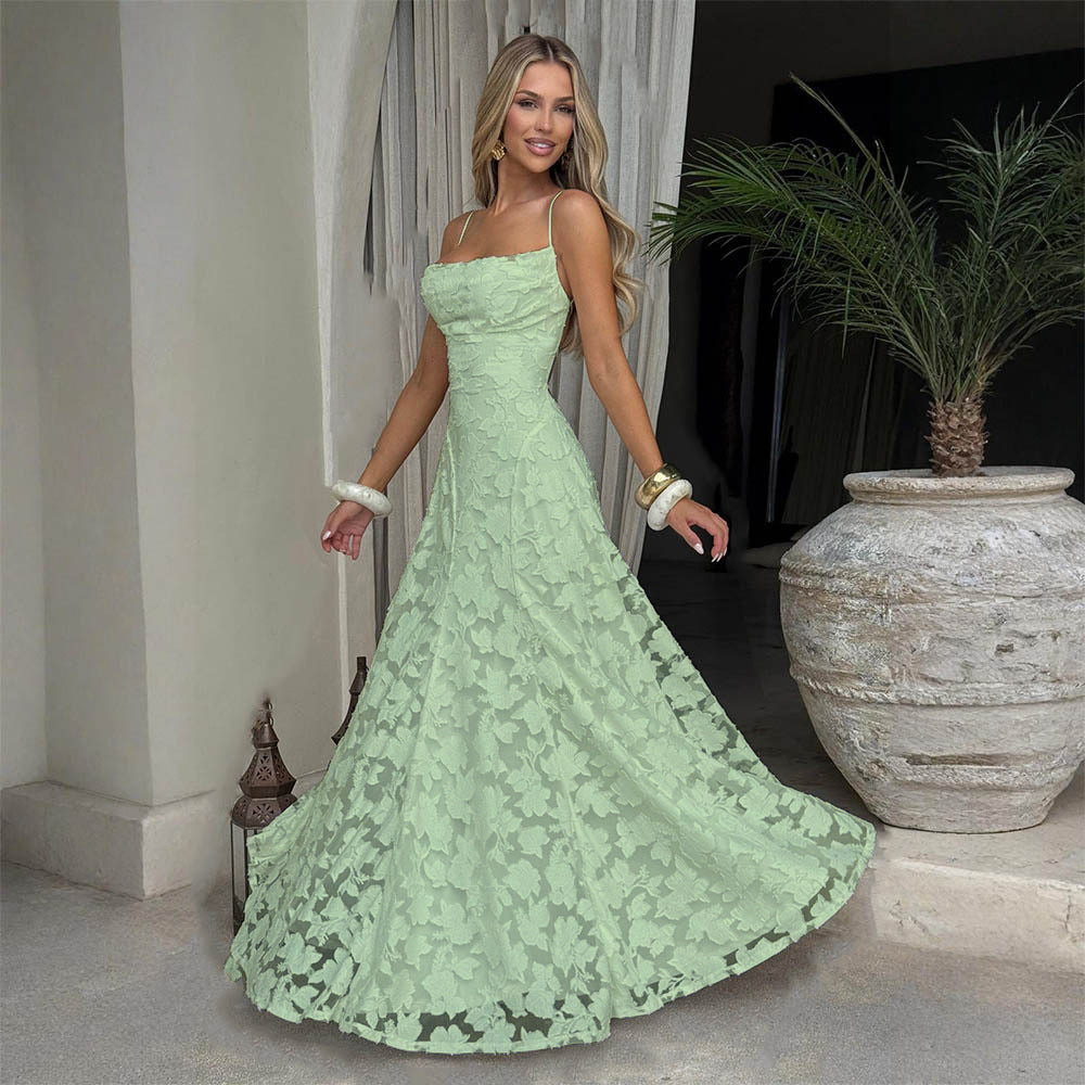 Elegant Lace Backless Evening Dress