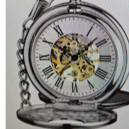 Engraved Mechanical Pocket Watch with Alloy Chain