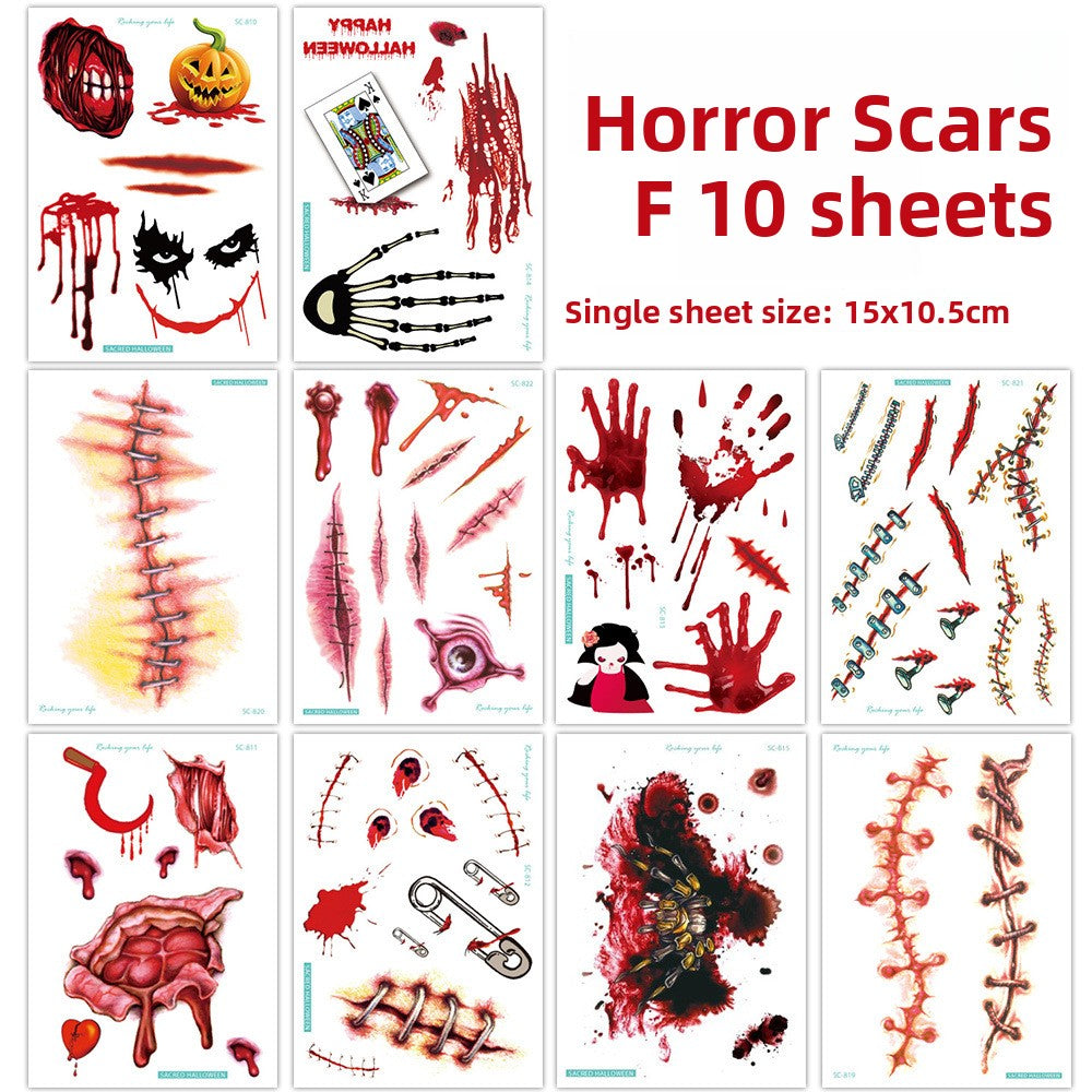 Halloween Scar Face Stickers Horror Makeup Set