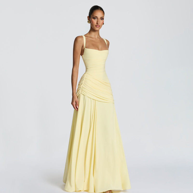 Elegant Solid Color Sleeveless Long Dress