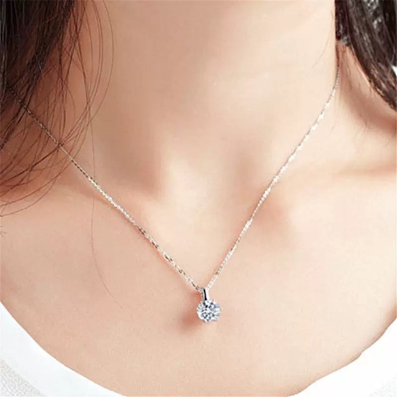 Six-prong zirconite collar necklace
