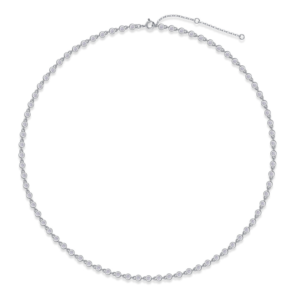 Sterling Silver Moissanite Geometric Pendant Necklace