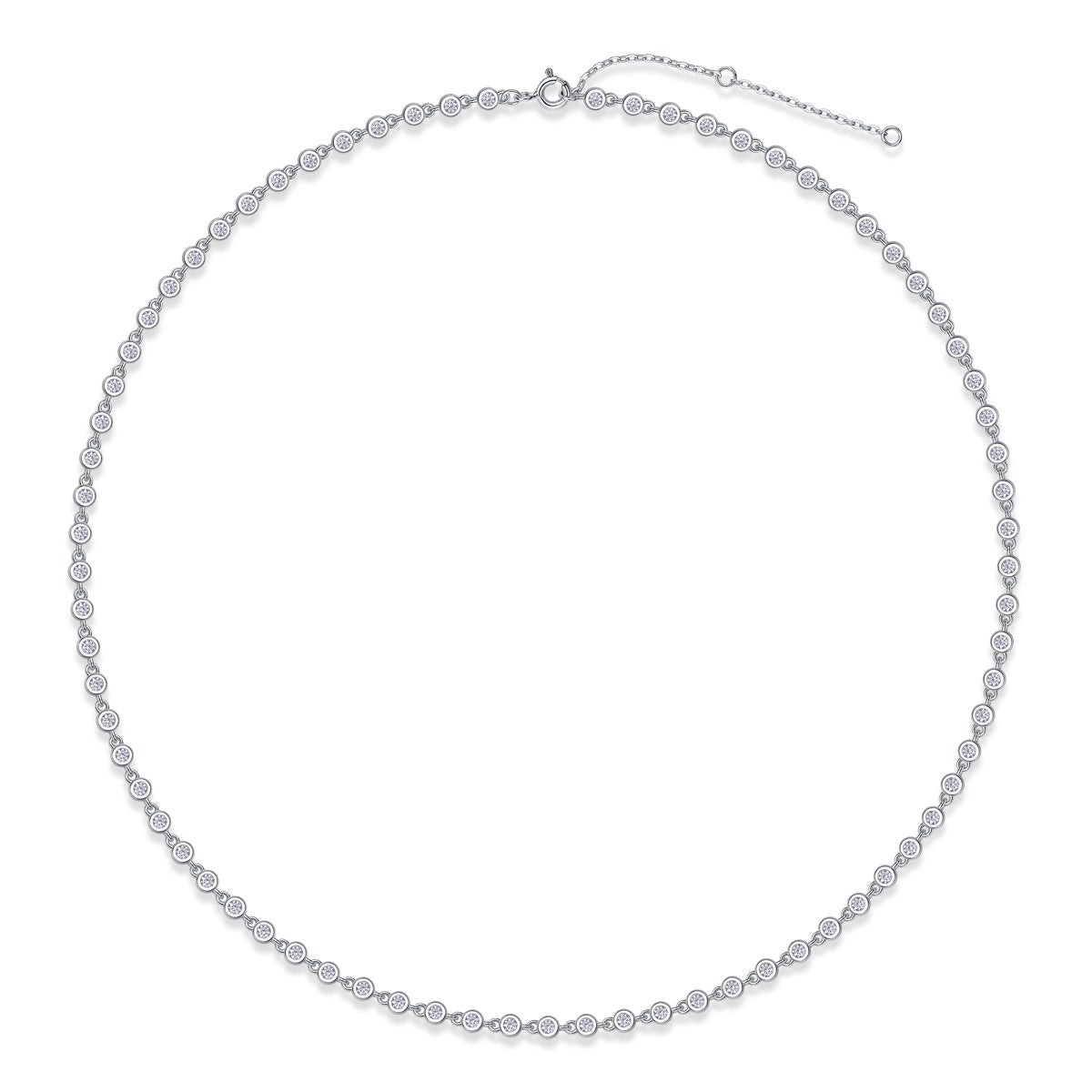 Sterling Silver Moissanite Geometric Pendant Necklace