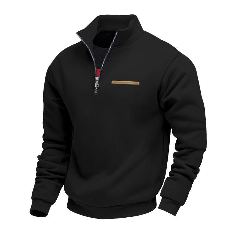 Heavyweight Stand-Up Collar Contrast Stripe Sports Sweatshirt