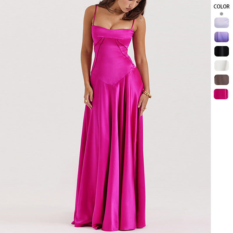 Womens Sling Backless Long Dress