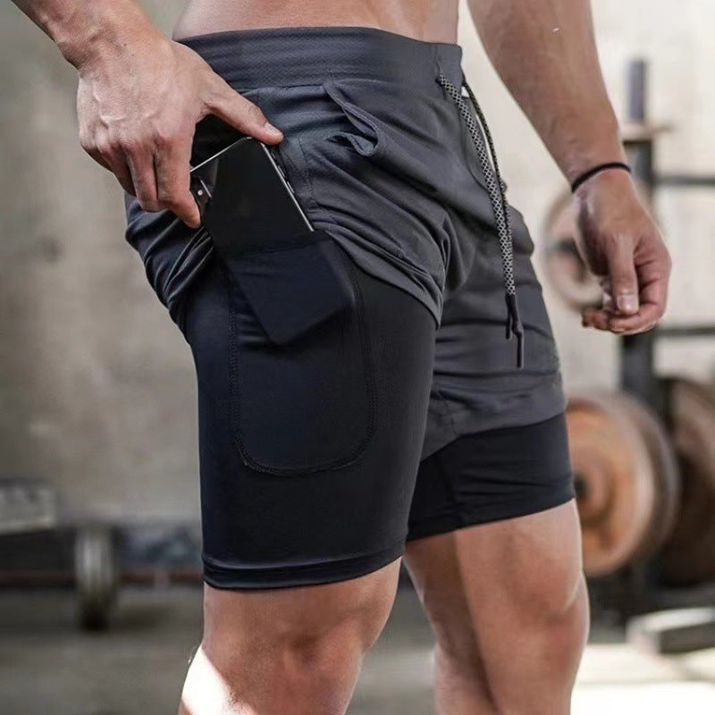 Men's Double Gym Shorts Jogging Quick-Dry