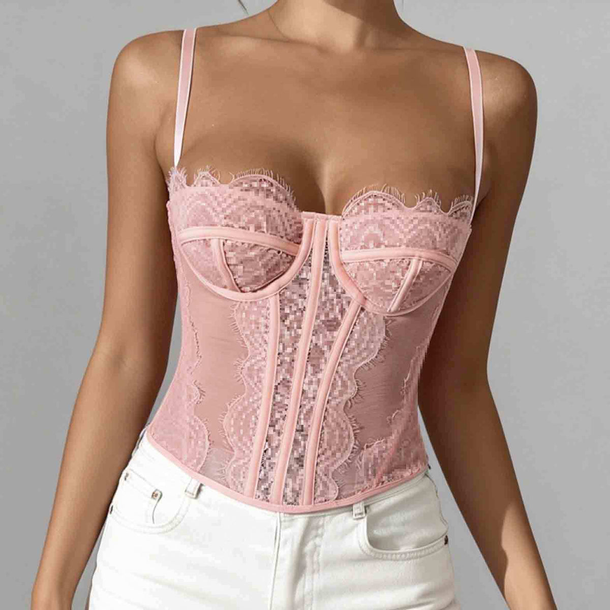 Women's Lace Fishbone Camisole Push-Up Slim Fit Top