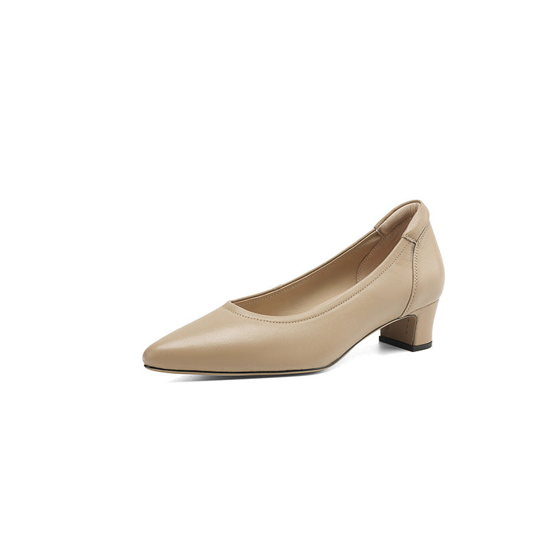 Womens Low Heel Goatskin Pointed Toe Flats