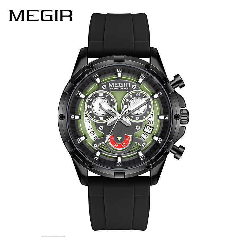 MEGIR Men's Casual Silicone Strap Quartz Chronograph Watch