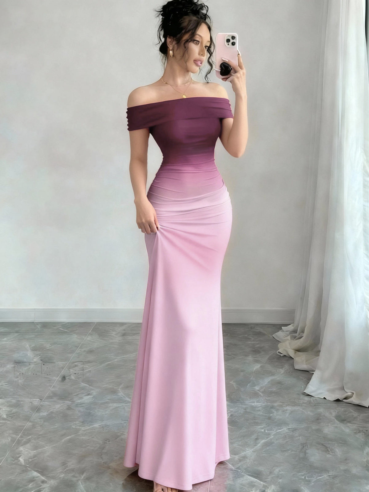 Gradient Sleeveless Bodycon Long Dress