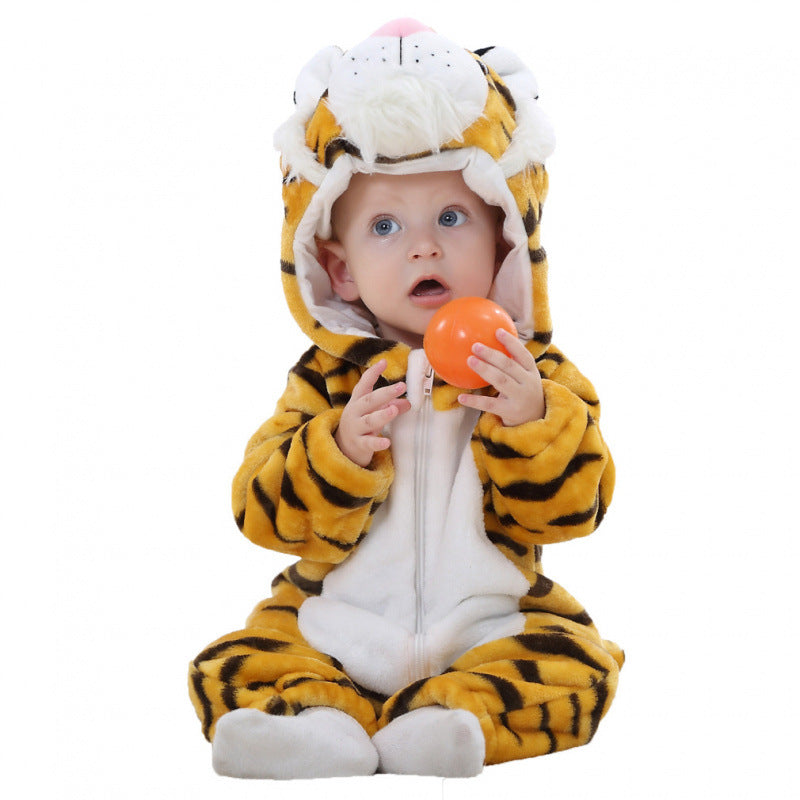 Children Flannel Romper with Animal Design