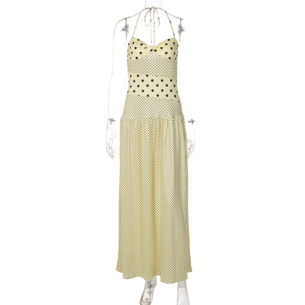 Women's Polka Dot Halter Neck Dress