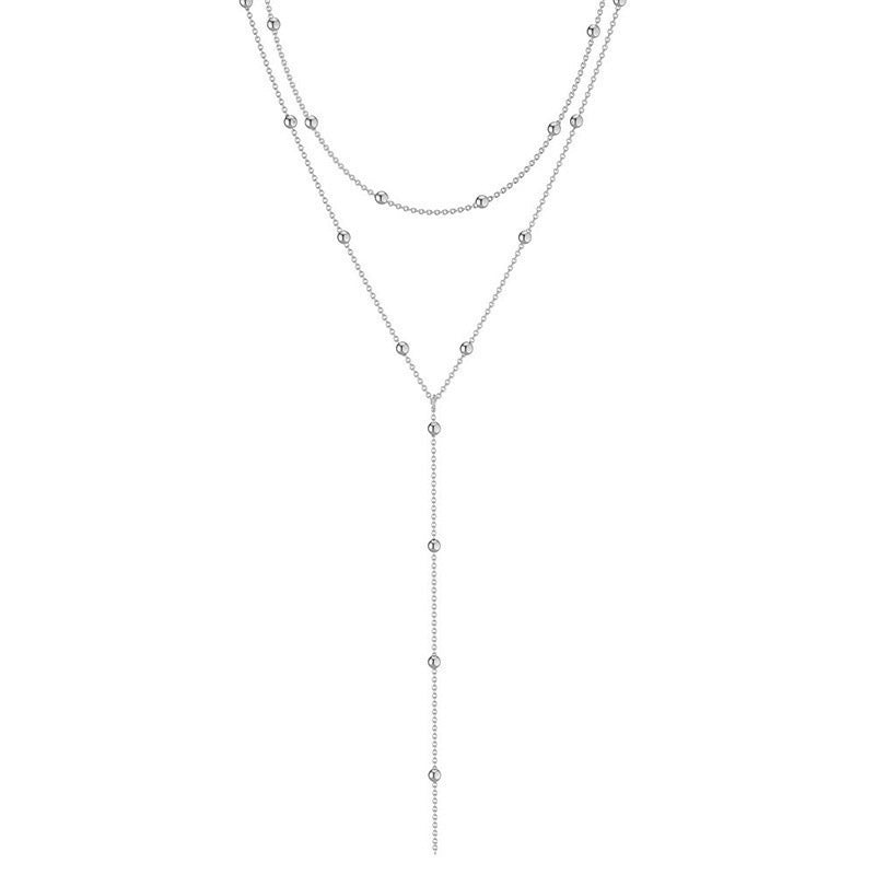 Layered Y-Shaped Tassel Bead Necklace