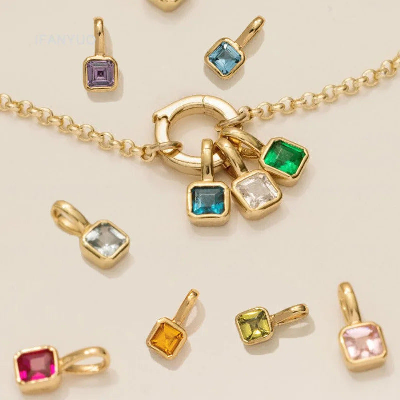 Customizable Birthstone Zircon Pendant Necklace