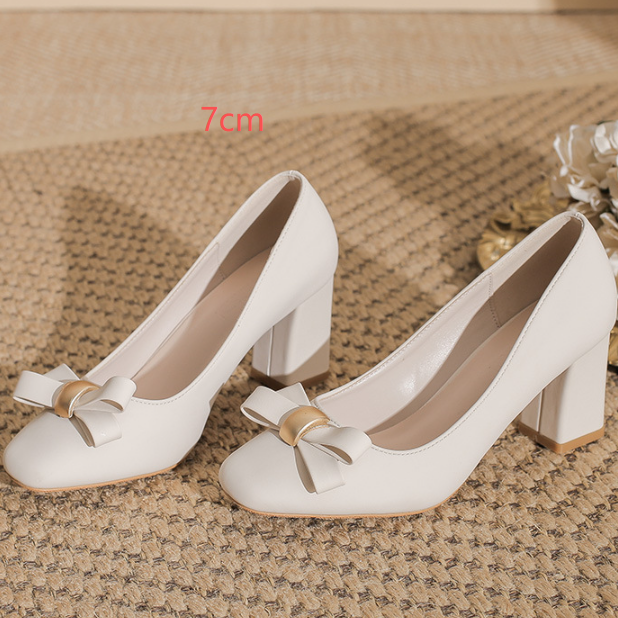 Womens Square Toe Chunky Heel Shoes