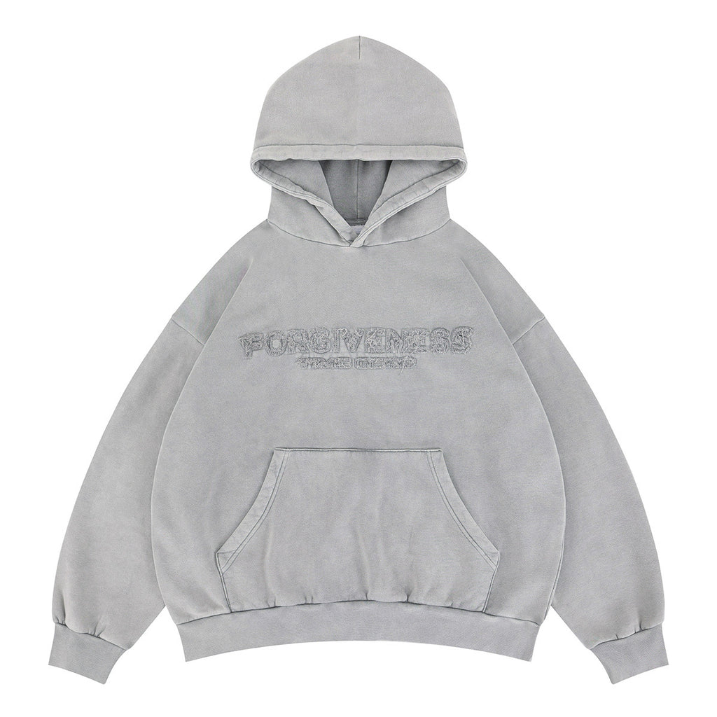 Retro Tassel Embroidered Letters Simple and Versatile Hooded Sweatshirt for Men
