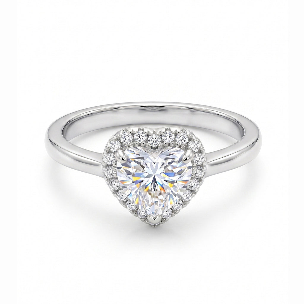 Women's heart-shaped zirconium ring