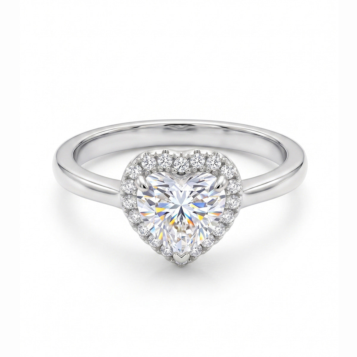 Women's heart-shaped zirconium ring